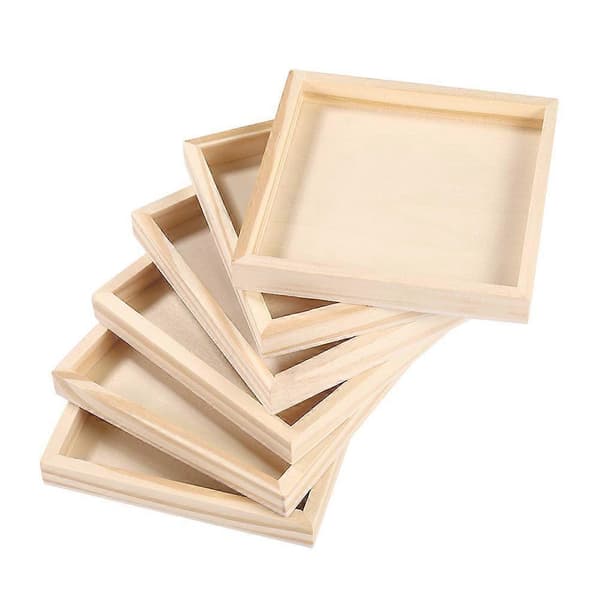Träbrickor Set om 6 st Beige Rektangulära Brickor Designade för Pusselmontering och Organisation