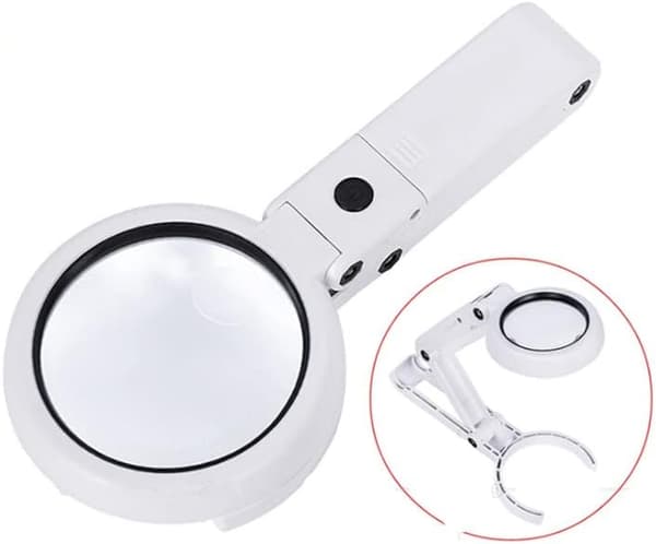 Magnifying Glass Table Lamp, 5X/11X Foldable Magnifying Lamp USB Powered, with 8 LED Lights, for Reading, Hobbies, Jewelry, Crafts or Workbench