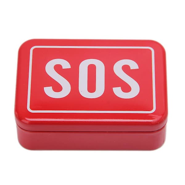 \"SOS\" Can for Case, Box, Lid, Survival Gear Container, First Aid for Pills