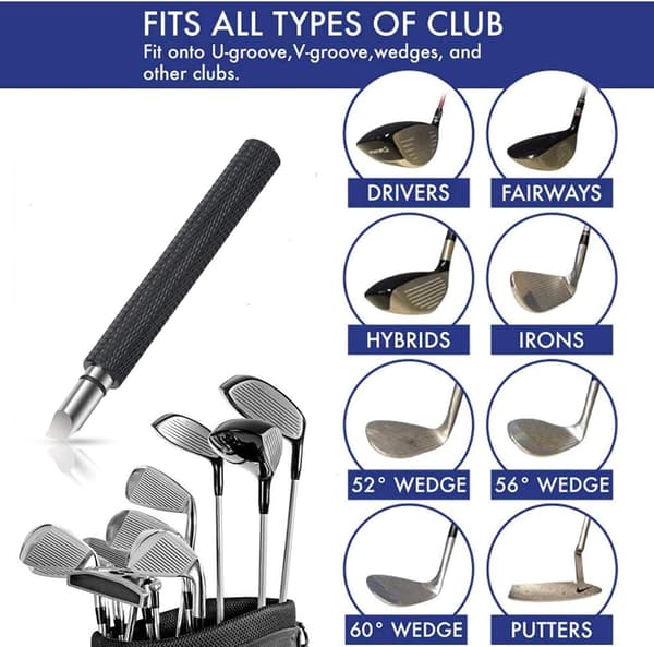 Golf Club Groove Sharpener, Regrooving Tool and Cleaning Tool for Wedges and Irons - for Optimal Backspin.