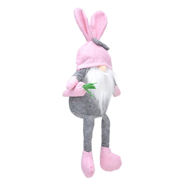 Easter Bunny Gnome Dolls Soft Fabric Long Leg Cute Faceless Gnome Ornament For Home Decor (Pink Hat)