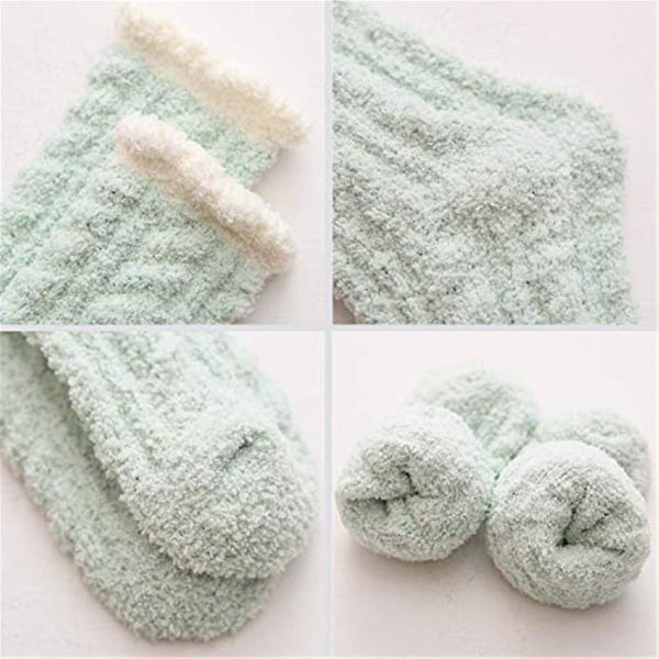 Fuzzy Warm Slipper Socks Dame Blød Microfiber Hyggelige Slee Socks 6 eller 5 Ps