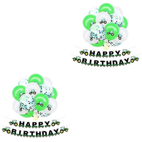 45 stk 12 tommer grøn og hvid gravemaskine trykballoner med bannersæt fødselsdagsfest forsyning 30 pcs M
