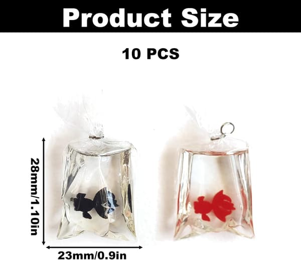 10 STK Harpiks Guldfisk Form Charms 10 STK Sort