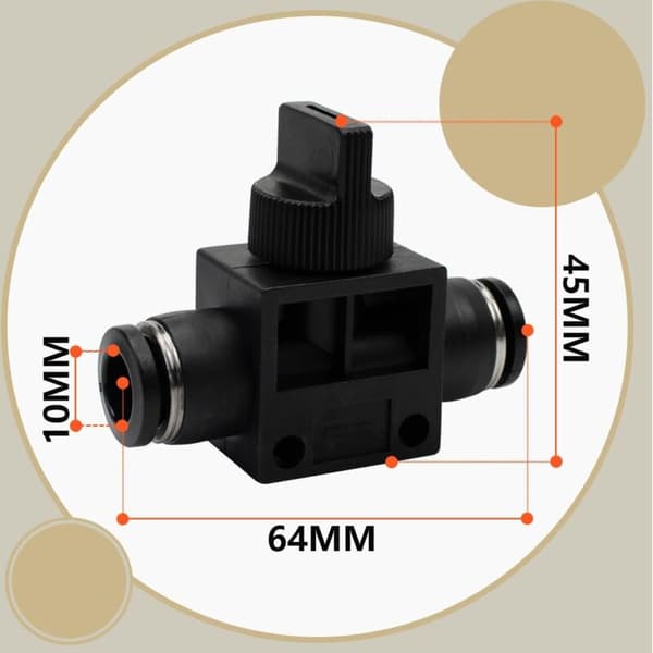 5-pack 10 mm OD kulventil. luftflödeskontroll. rak pneumatisk snabbkoppling