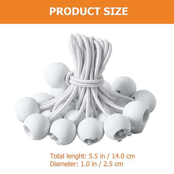 50 st Tarp Tält Snöre Bindband Elastiskt Snöre Bind Camping Vandring Tält Tillbehör Bungee Snöre Bollar T White 14X2.5CM