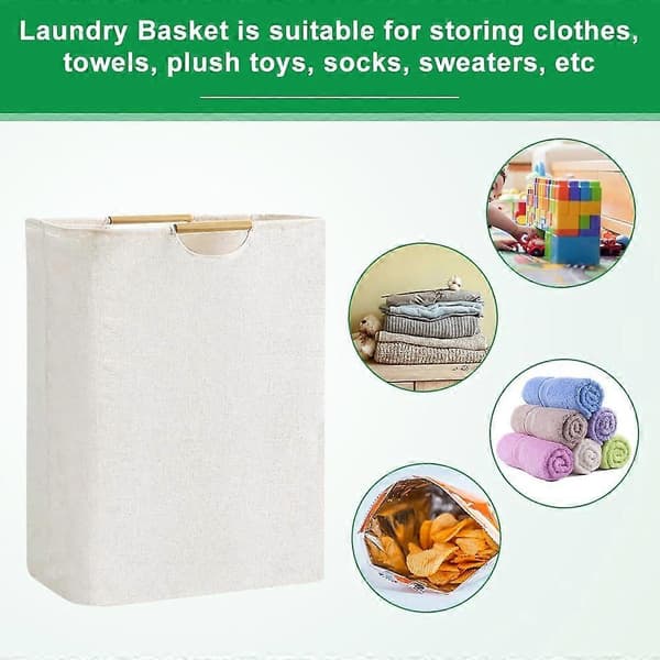 60L Large Laundry Basket Foldable Laundry Bag Freestanding Tall Clothes Hamper Collapsible Storage Bin for Laundry