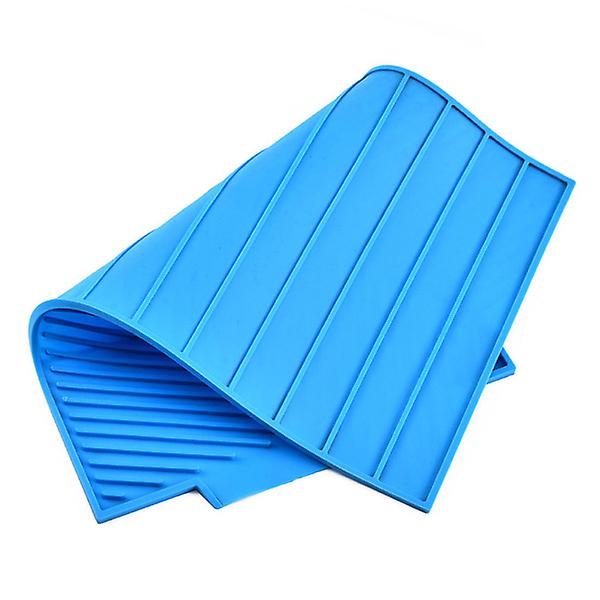 Skridsikker Silikon Isoleringspude Tørremåtte Køkken Dish Plate Dræn Bakke (himmelblå)Blå Blue