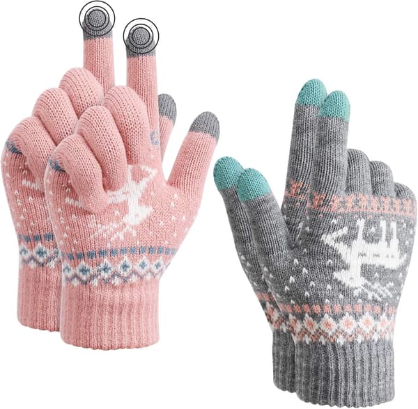 Vinterstrikkede varme hansker Unisex berøringsskjerm, termisk elastisk F