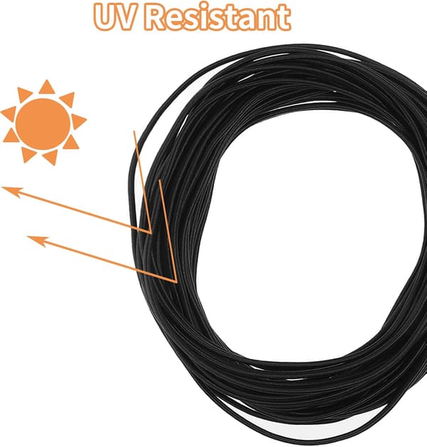 Elastisk snor, 3 mm x 20 m, svart strikk, elastisk nylonsnor for DIY smykkelaging, klessnor, camping, husker, hengere