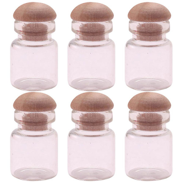 6 stk. Miniature Glasburke Tiny Stocky Glasflasker 1/12 Små Glasflasker 2,3X1,2CM 2.3X1.2CM