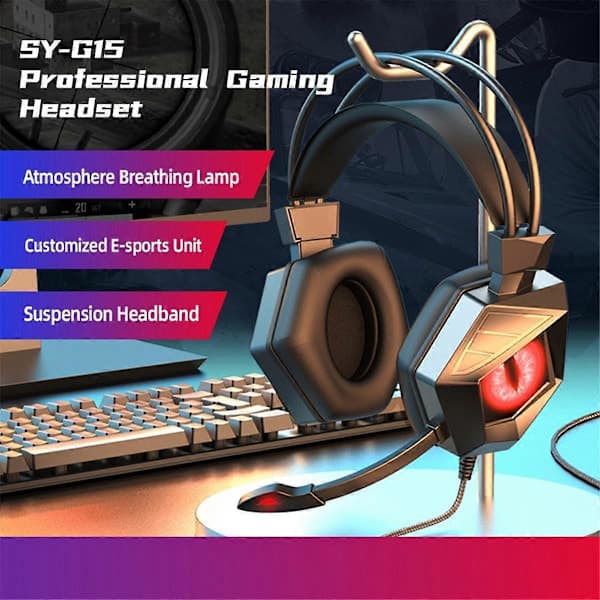 Kablet Gaming Headset med Mikrofon for Switch PC Datamaskin Bærbar PC Hodetelefoner C