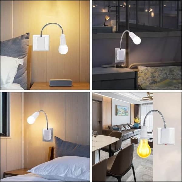 E27 Socket with Wireless Switch, 2 Pieces 360 Degree Adjustable E27 Lamp Holder, Bulb Adapter, for Office, Bedroom, Kitchen