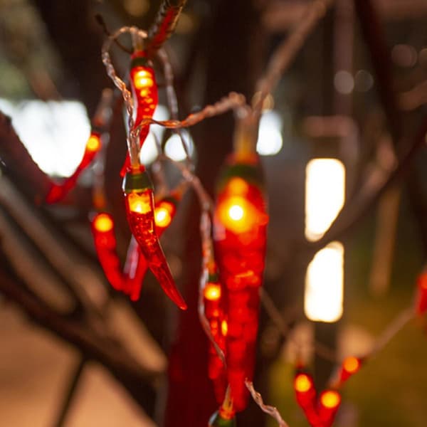 50 Red Chili Pepper Battery Operated LED String Lights