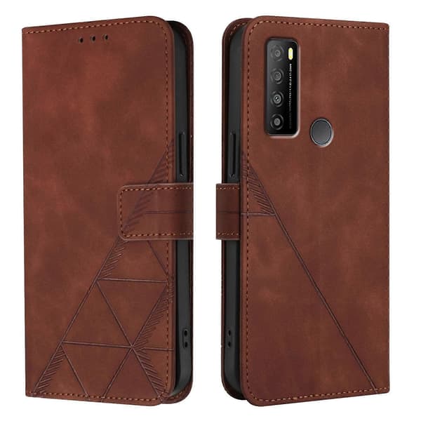 {hw} Crossbody 3D Embossed Flip Leather Phone Case Brown