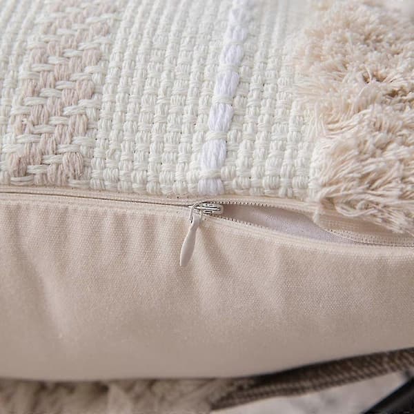 Decorative Cotton Pillowcase, Super Soft Pillow Covers with Tassel Decor for Sofa