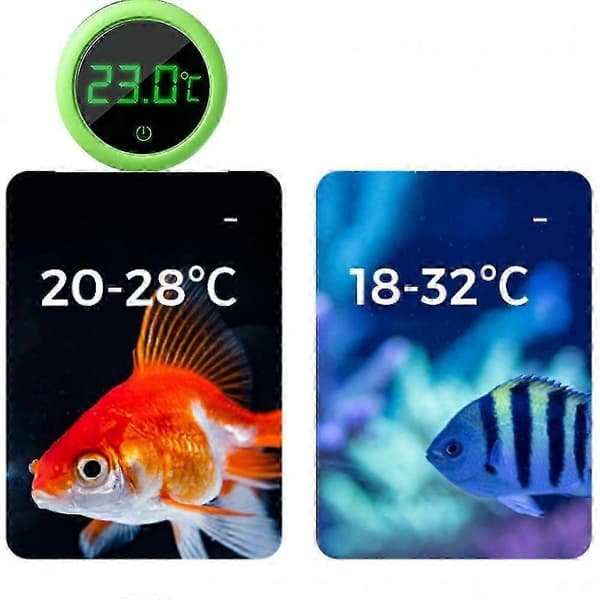 Digitalt akvarietermometer, LED-display Termometer Mini akvarium Nøjagtig temperatursensor Trådløst termometer til akvarier (Grøn)
