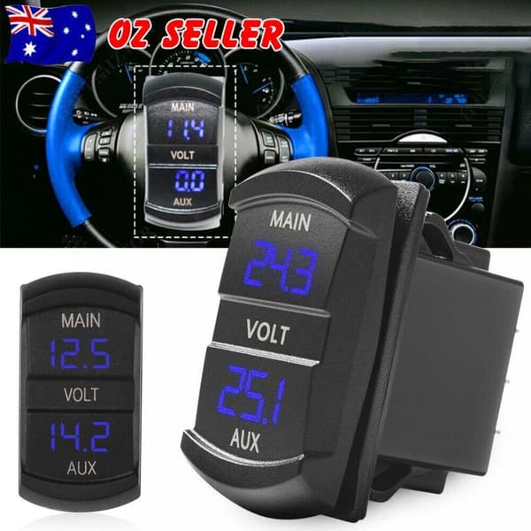 10-60V Dobbel Voltmeter Måler LED Digital Panel Volt Batterimonitor Bil Marine