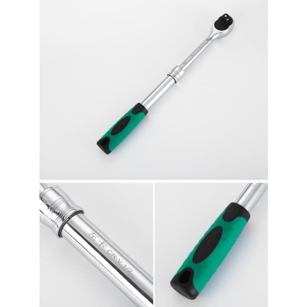 Telescopic Ratchet Wrench 72 Teeth Automatic Two-Way Quick Socket Wrench Large, Medium and Small Ratchet Set (Large Ratchet with Folding Handle)