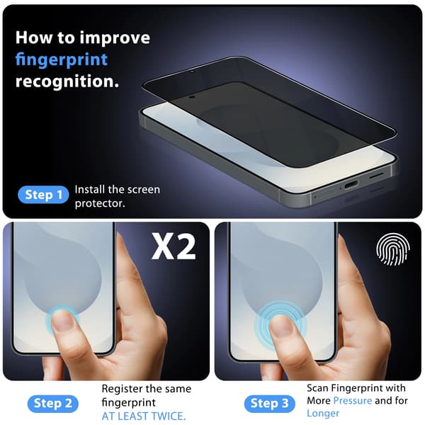 2-Pack Samsung S25 Plus Privacy Screen Protector - Tempered Glass 9H - Super Quality 3D Samsung S25 Plus
