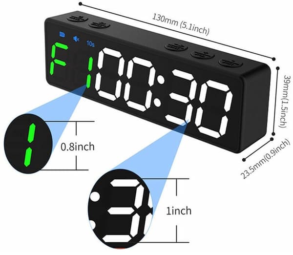 Sports Stopwatch Rechargeable Portable Countdown Timer with Magnetic Back