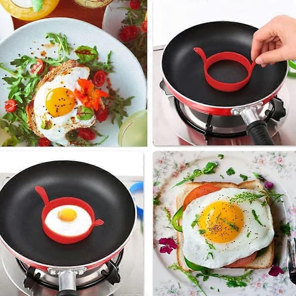4-pakke silikon eggformer eggringer 7,9 cm non-stick eggformer