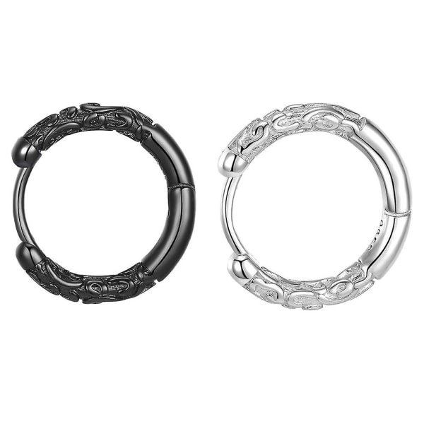 Pyöreät korvakorut Tyylisävyiset korvarenkaat Goottilaiset korvakorut Soikeat korvakorut Miesten korvarenkaat Kori-korvakorut Hugg Black 1.6x1.2cm