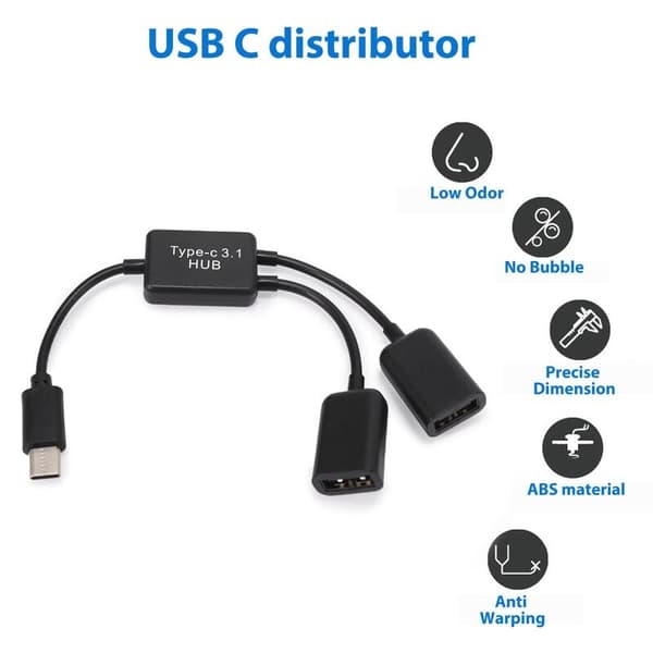 Typ C Otg Usb 3.1 Hane A Dubbel 2.0 Otg Laddningshubb 2 Portar Kabel