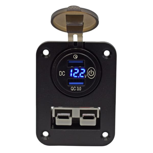 QC3.0 Dobbelt USB-opladerpanel forsænket montering med trykafbryder til campingvogn autocamper båd lastbil RV