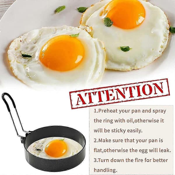 Egg Yolk Breakfast Omelet Ring Thick Omelet Mold with Silicone Applicator Brush (4 pcs)