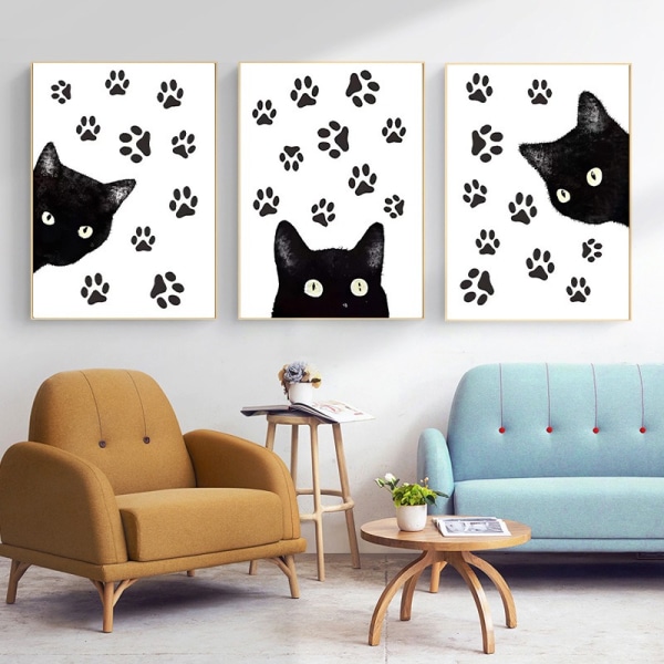Kissan stensiilit, 3 kpl uudelleenkäytettävä malli A4 koko puukankaalle maalaamiseen kankaalle seinälle tee-se-itse-taideprojektit 11,7"x 8,3"