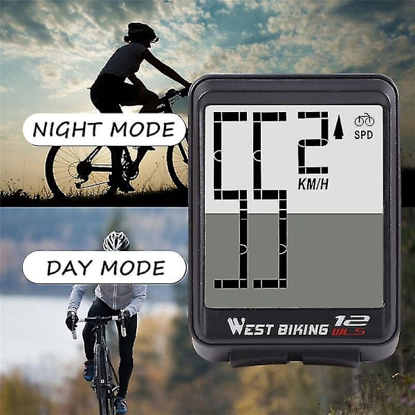 Trådlös Kodmätare Kompatibel Med Mountainbike Med Stor Skärm Och Stora Tecken Engelska Vattentät Luminous Hastighetsmätare Med Batteri Grön -