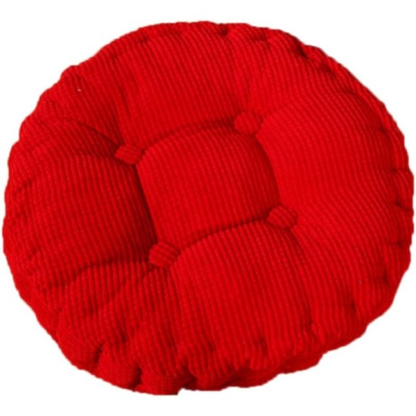Tuolin tyyny, paksu täyte, tikattu, pyöreä, ruokailuun sisällä ja ulkona, pyöreä tyyny, punainen