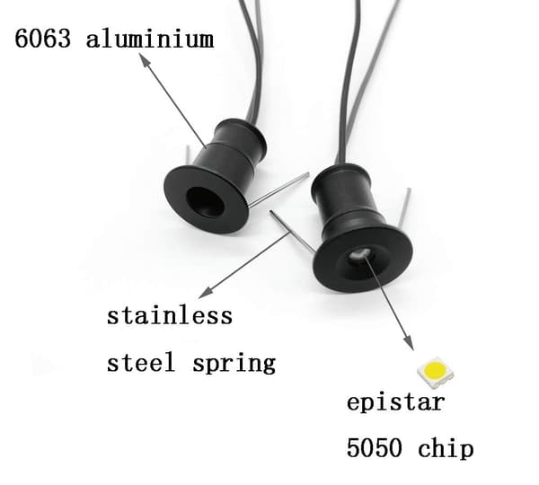 Black 9-pack Mini 12V 1W LED spotlight 3000k (120°, Warm White)
