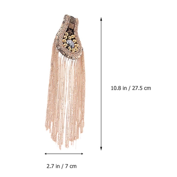 2 stk. Tassel Epaulet Skulderpuder Dekoration Skulderfrynser Epaulet Sko Hat Dekoration Guld 27,5X7CM Golden 27.5X7CM