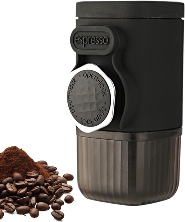 Portable Coffee Maker for Travel - Manual Espresso Machine with Hand Grinder, Compact Single Serve for Car, Camping & Hiking