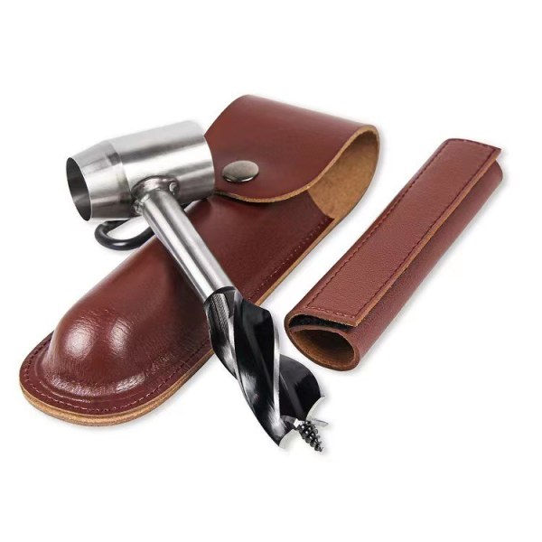 Överlevnadsverktyg för Bushcraft-bosättare, manuell borrnyckel, ögonborrborr och handhålsmaskin med case och krok