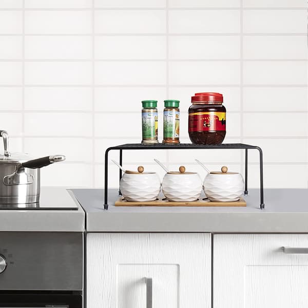 2-pack Kitchen Storage Shelves for Cabinets - For Kitchen Cabinets, Countertops, Pantry, Food and Utensils (Black)