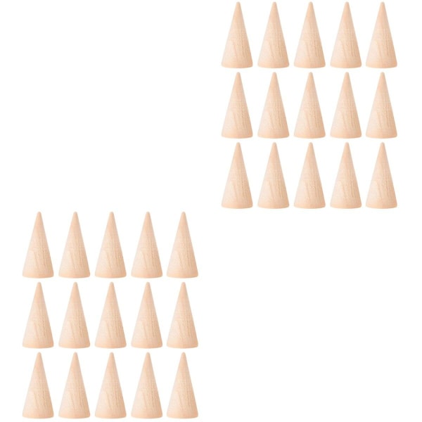 45 Pcs  Durable Wood Cone Ring Holder Finger Jewelry Display Stand Diy Craft30 pcs2.5X5.3CM