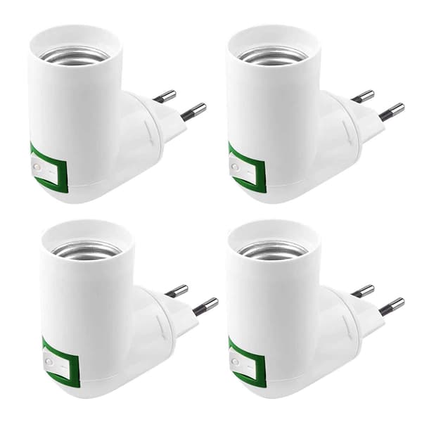 Pieces E27 Socket with Switch AC 220V Construction Socket Electrical Socket for E27 Adapter Kitchen Lamp (White)