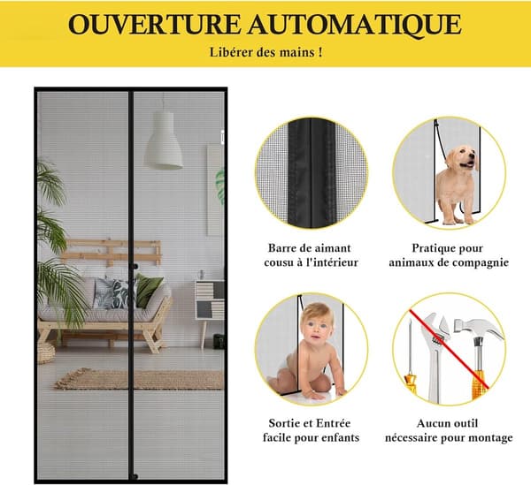 Magnetic screen for doors and windows - Screen - with tension straps - with magnetic curtain