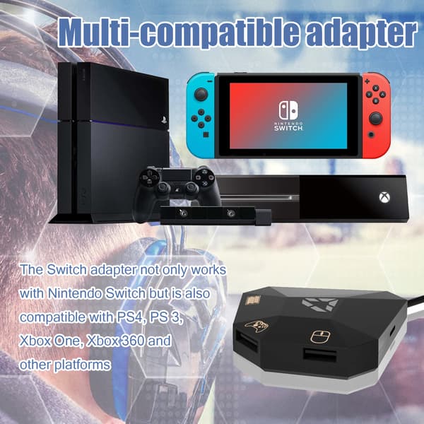 INF Mus/tangentbordsadapter Kompatibel med Nintendo Switch, PS4, Xbox One/360, PS3