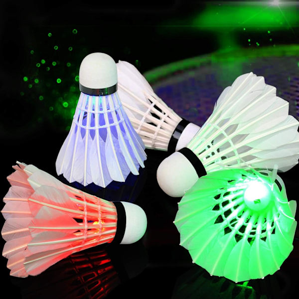 LED Badmintonfjädrar Mörker Natt Glödbelysning för Utomhus & Inomhus Sportaktiviteter (Fjäder_4st)