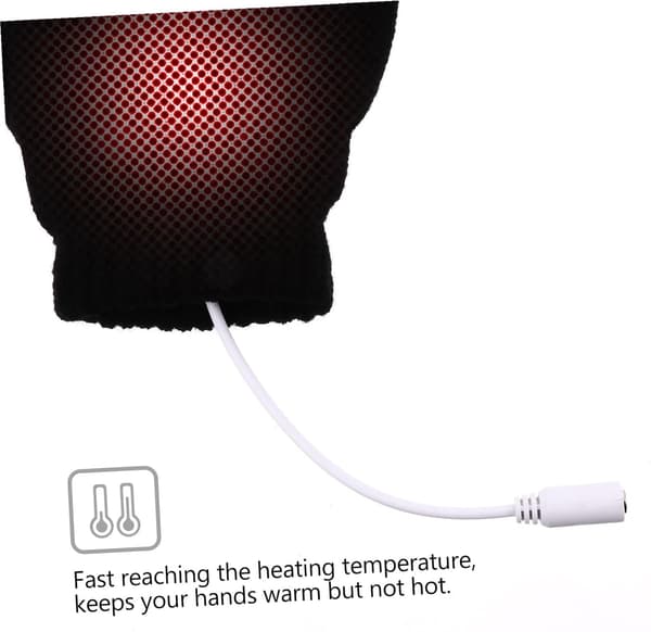 USB Oppvarmede Vinterhansker i Ull, Halvfinger, Konvertible, 2 Par