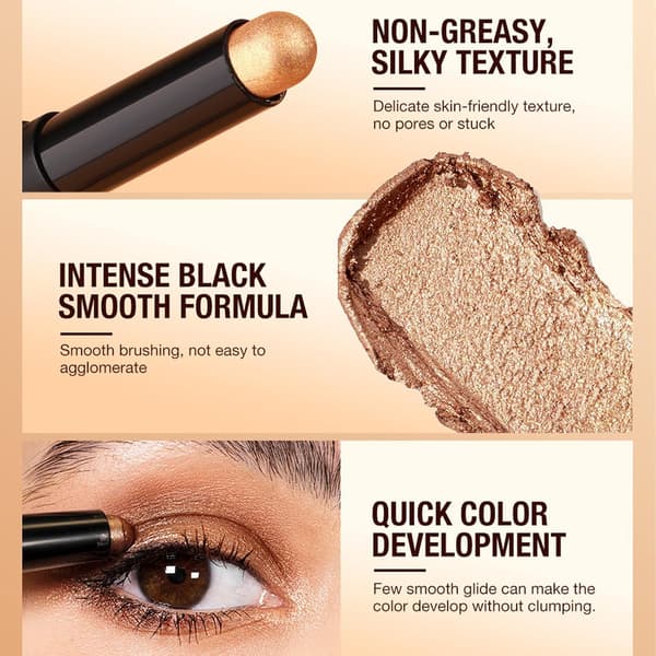 Eyeshadow Stick Rosé Champagne – Waterproof Long-Lasting Creamy Formula – Smooth Glide Twist-Up Design Versatile