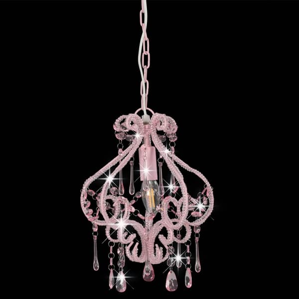 vidaXL Loftlampe med perler sølv rund E14 Rosa pink