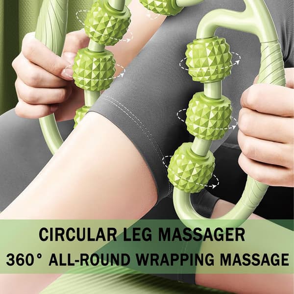 Massage and Relaxation Ring Leg Clamp, 9-Roller Muscle Roller, Deep Tissue Massager, Leg and Arm Massager