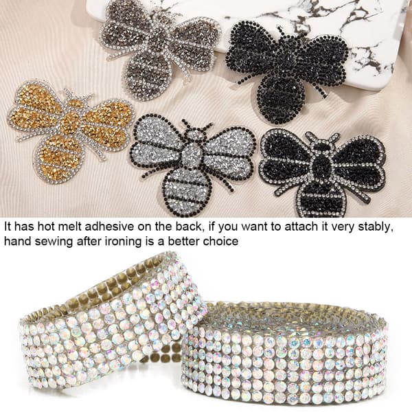 Rhinestone Crystal Mesh Iron On Applique Brudklänning Sko Trim