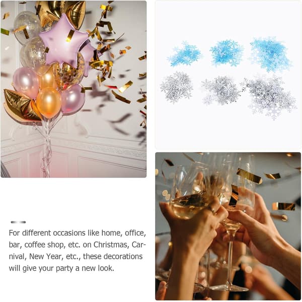 6 poser julebord snøfnugg konfetti polyester festdekorasjoner