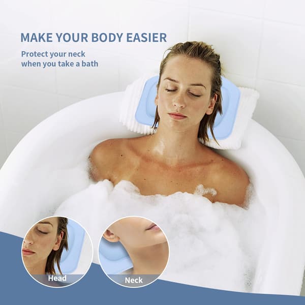 Badkudde Badkarspolstring med Sugproppar, Ergonomisk Hem Nackstöd Kudde för Badkar Spa Kudde, Jacuzzi, Badtunna